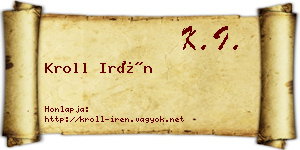Kroll Irén névjegykártya